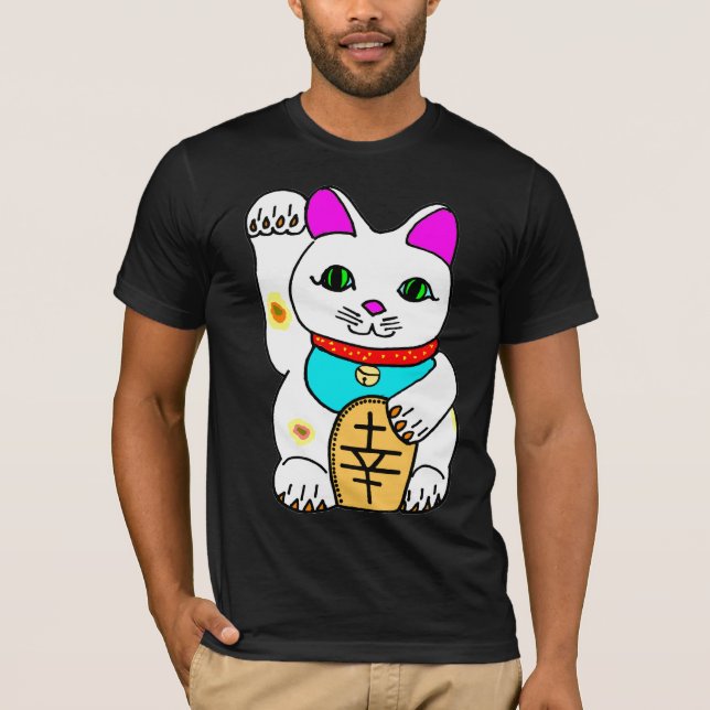 Kawaii Rave Lucky Cat Maneki Neko T-Shirt (Front)