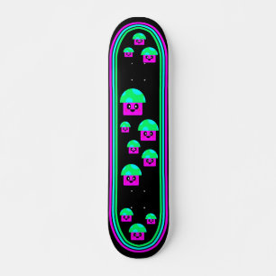 Kawaii Rave Neon Mushrooms Skateboard