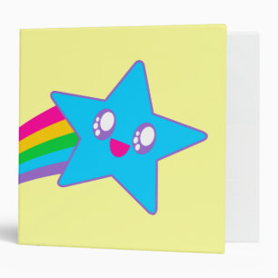Kawaii Rave Neon Star Rainbow 3 Ring Binder