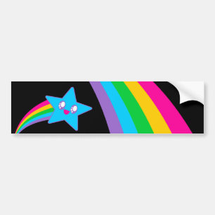 Kawaii Rave Neon Star Rainbow Bumper Sticker