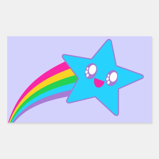 Kawaii Rave Neon Star Rainbow Rectangular Sticker | Zazzle