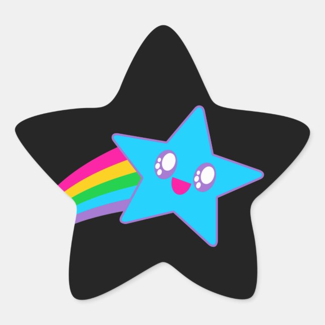 Kawaii Rave Neon Star Rainbow Sticker (Front)
