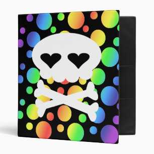Kawaii Rave Skull Dots 3 Ring Binder