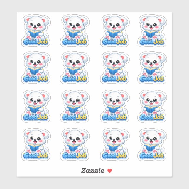Kawaii Reading Progress Bear Good Job Teacher  Sticker (Sheet)