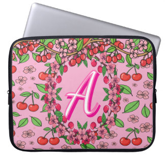Kawaii Red Cherry Vibes Cute Girly Aesthetic Laptop Sleeve
