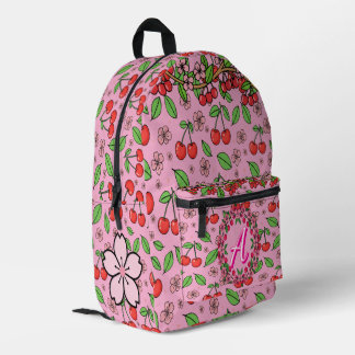 Kawaii Red Cherry Vibes Cute Girly Aesthetic Printed Backpack