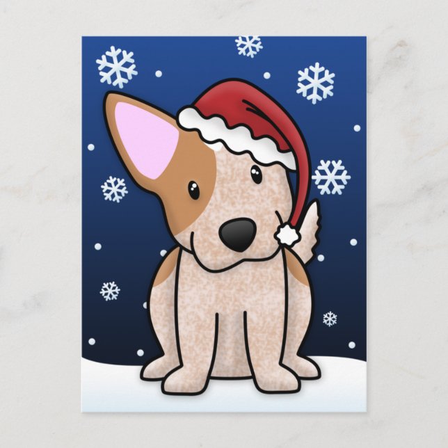 Kawaii Red Heeler Christmas Postcard (Front)