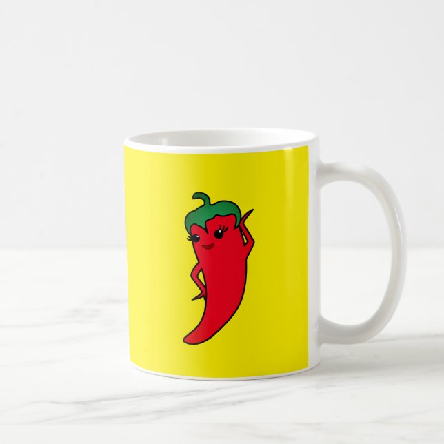 Kawaii Red Hot Pepper Diva Coffee Mug (Right)