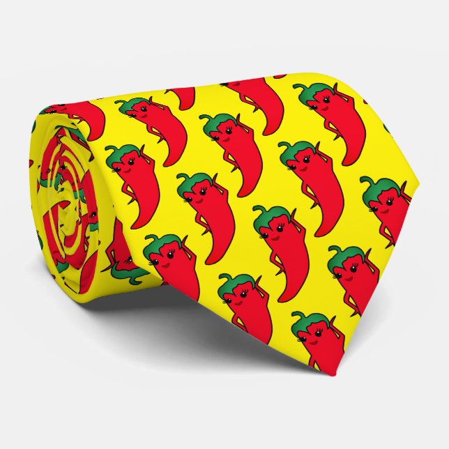 Kawaii Red Hot Pepper Diva Neck Tie (Rolled)