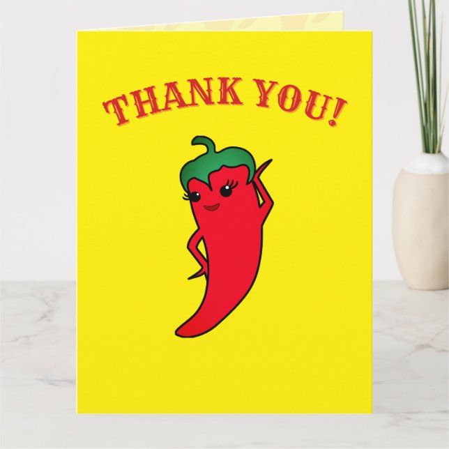 Kawaii Red Hot Pepper Diva Thank You Card (Front)