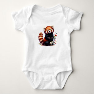 Kawaii Red Panda Design Whimsical Creature Baby Bodysuit