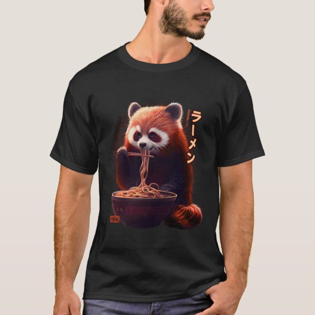 Kawaii Red Panda Eating Ra Ra T-Shirt (Front)