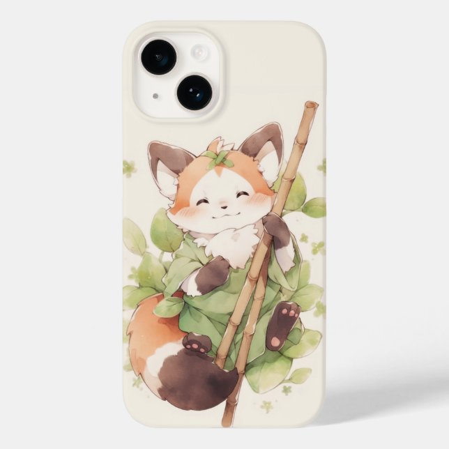 Kawaii Red Panda Hold Stick Case-Mate iPhone Case (Back)