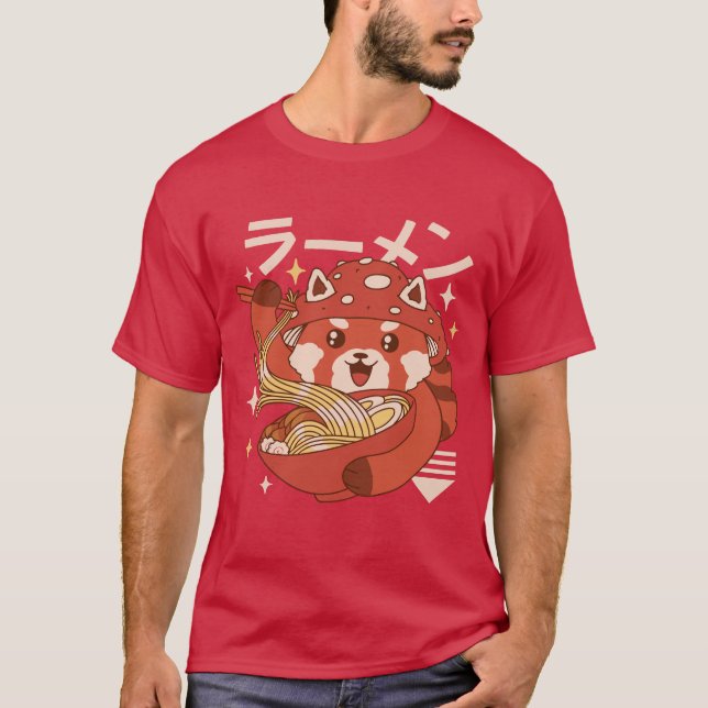 Kawaii Red Panda Ramen T-Shirt (Front)