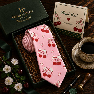 Kawaii Red Sweet Cherry Pattern Neck Tie