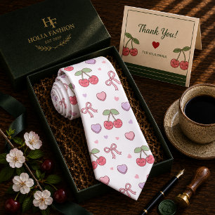 Kawaii Red Sweet Cherry Pattern Neck Tie