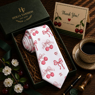 Kawaii Red Sweet Cherry Pattern Neck Tie
