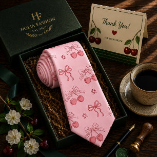 Kawaii Red Sweet Cherry Pattern Neck Tie