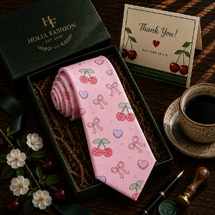 Kawaii Red Sweet Cherry Pattern Neck Tie