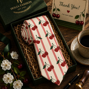 Kawaii Red Sweet Cherry Pattern Neck Tie