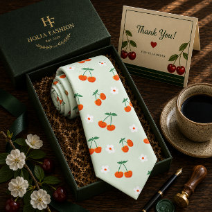 Kawaii Red Sweet Cherry Pattern Neck Tie