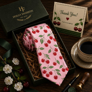 Kawaii Red Sweet Cherry Pattern Neck Tie