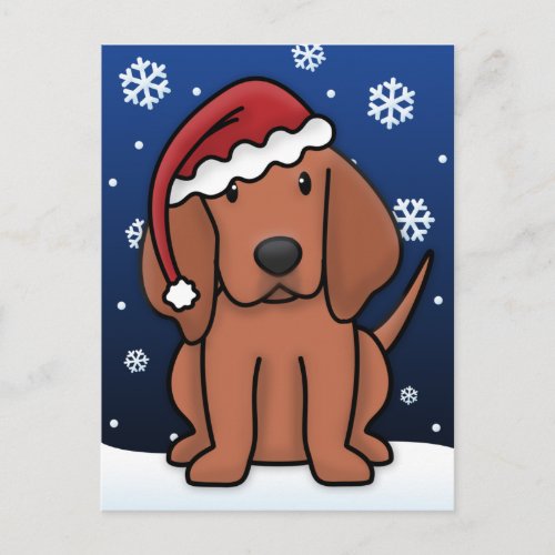 Kawaii Redbone Coonhound Christmas Postcard