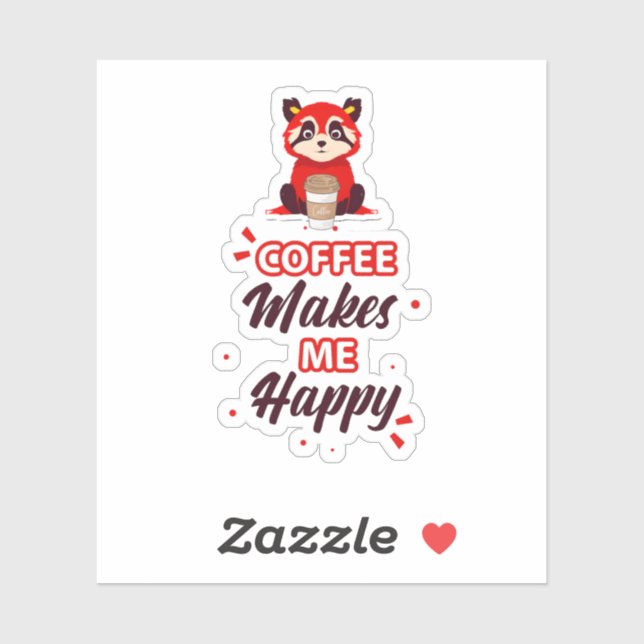 Kawaii Redpanda Art Coffee Addict Sticker (Sheet)
