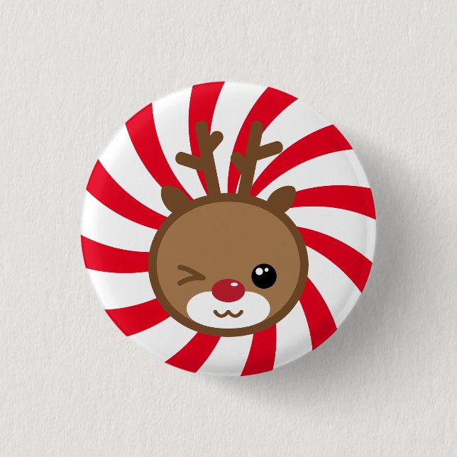 Kawaii Reindeer Button (Front)