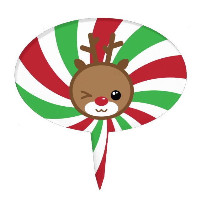 Kawaii Reindeer Cake Topper (Front)