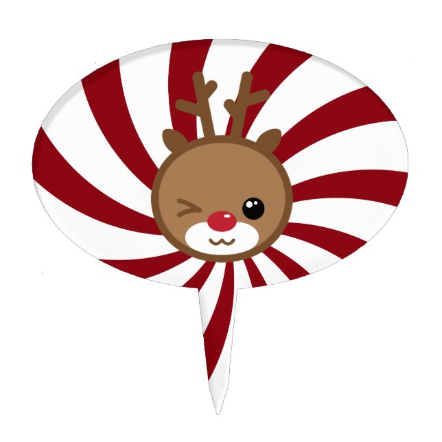 Kawaii Reindeer Cake Topper (Front)