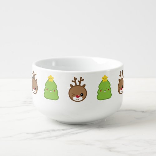 Kawaii Reindeer  Chirstmas Tree Soup Mug