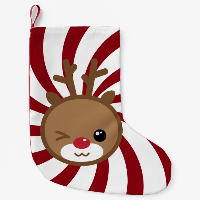 Kawaii Reindeer Christmas Stocking (Front)