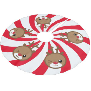 Kawaii Reindeer Christmas Tree Skirt