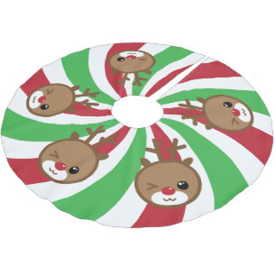 Kawaii Reindeer Christmas Tree Skirt