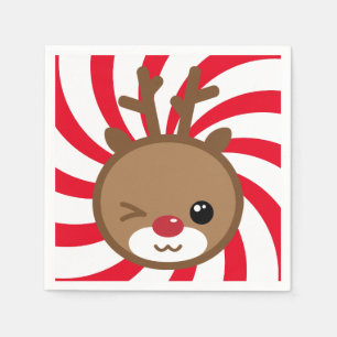 Kawaii Reindeer Paper Napkins