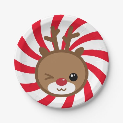 Kawaii Reindeer Paper Plates