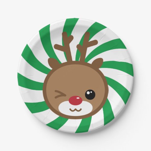 Kawaii Reindeer Paper Plates