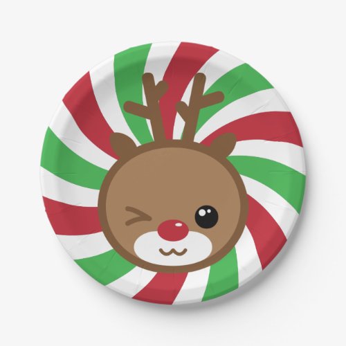 Kawaii Reindeer Paper Plates