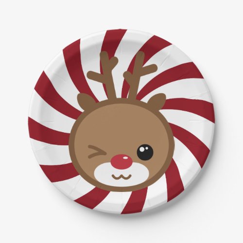 Kawaii Reindeer Paper Plates