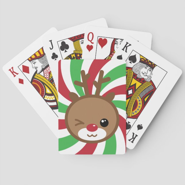 Kawaii Reindeer Playing Cards (Back)