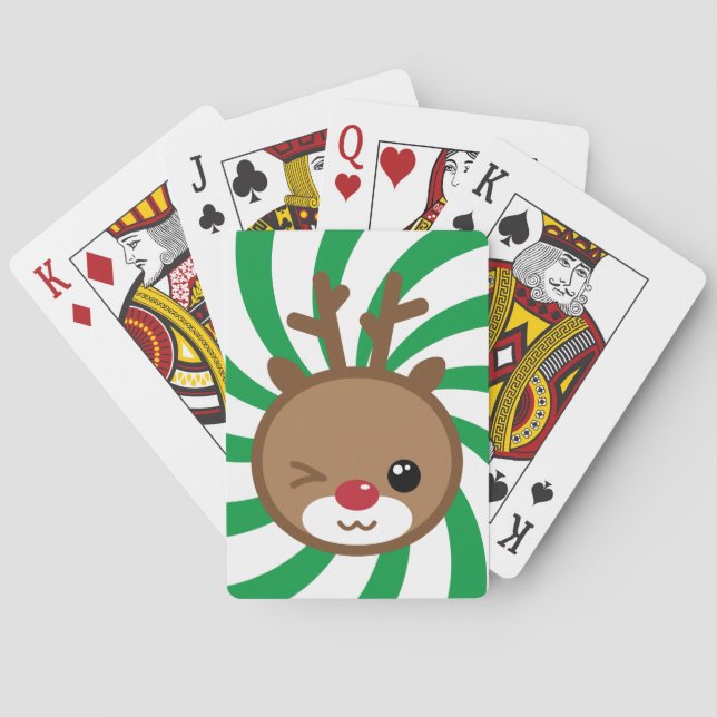 Kawaii Reindeer Playing Cards (Back)