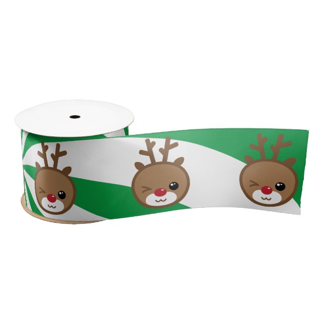 Kawaii Reindeer Satin Ribbon (Spool)
