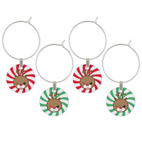 Kawaii Reindeer Wine Glass Charms