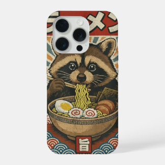 Kawaii Retro Vintage Japanese Slurping Ramen Racco iPhone 15 Pro Case
