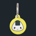 Kawaii Rice ball Pet ID Tag<br><div class="desc">Drawing of happy cute Kawaii Rice ball made by Nir P</div>