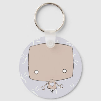 Kawaii Robot (purple firefly print) Keychain