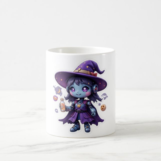 Kawaii Robot Witch Girl Mug Cute Sci-Fi Sorceress  (Center)