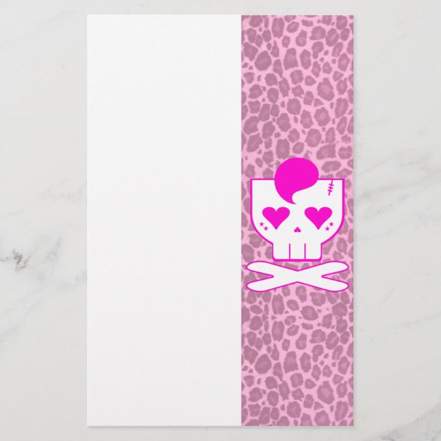 KAWAII ROCKABILLY DEATHROCK SKULL PINK LEOPARD EMO STATIONERY (Front)