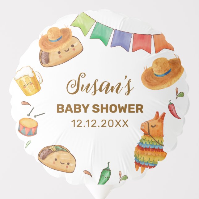 Kawaii Rustic Fiesta Taco Bout A Baby Shower  Balloon (Front)